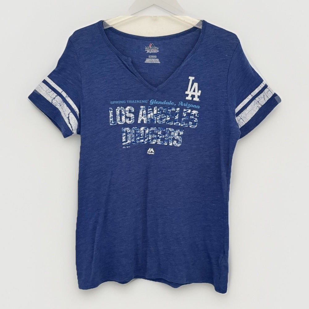 Majestic Los Angeles Dodgers Womens XL Blue Spring Training V-Neck Sport Fan